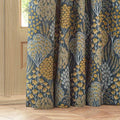 Blue-Saffron - Side - Wylder Ophelia Jacquard Floral Pencil Pleat Curtains