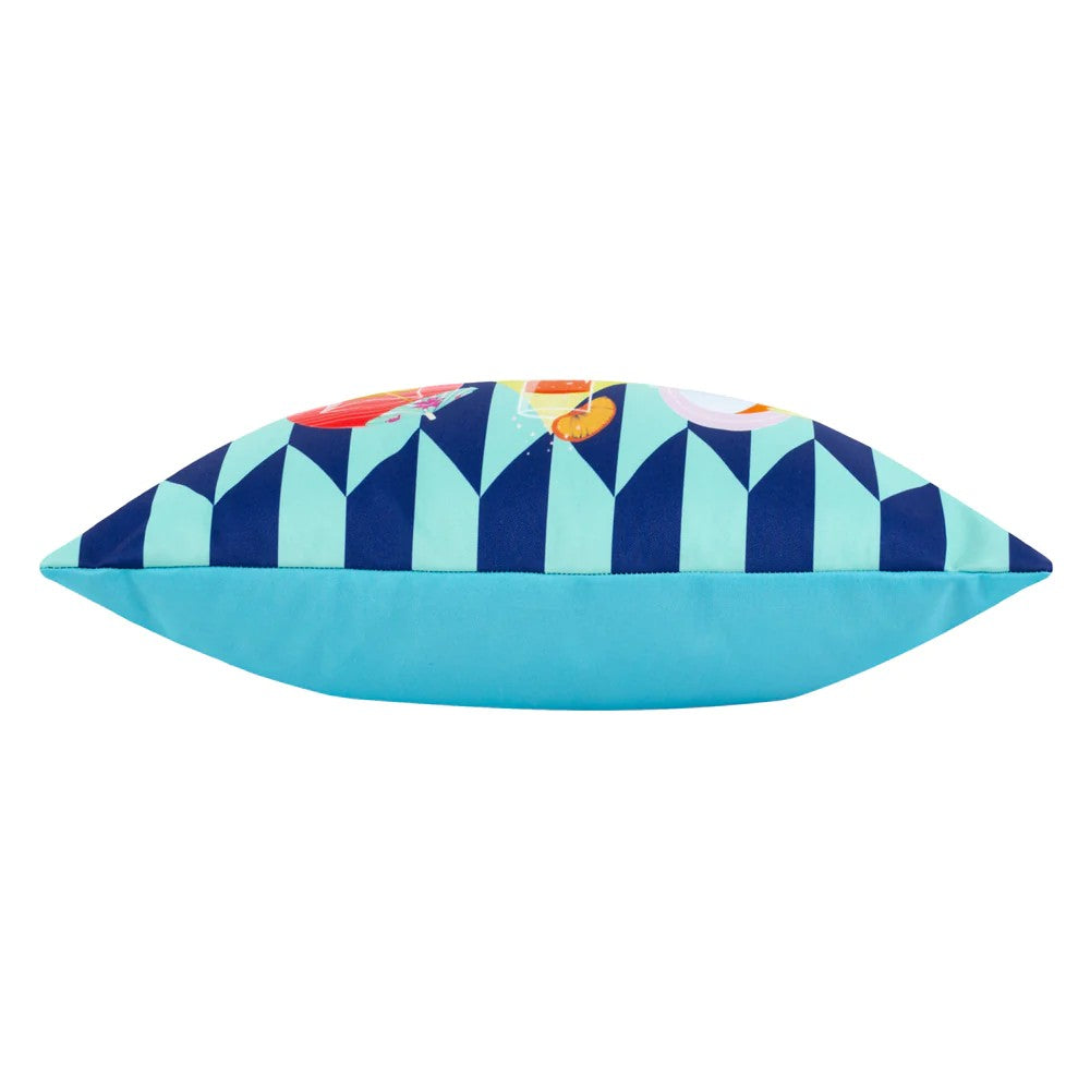 Blue - Side - Furn Happy Hour Abstract Outdoor Cushion Cover