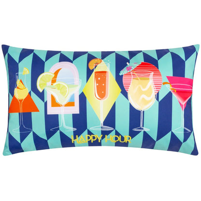 Blue - Front - Furn Happy Hour Abstract Outdoor Cushion Cover