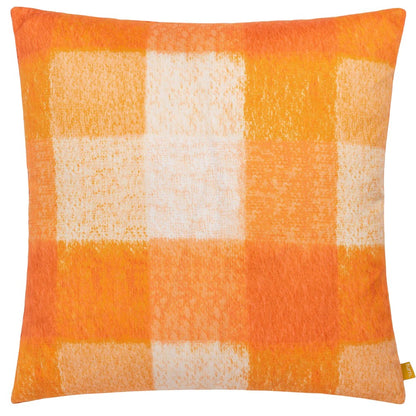 Orange - Front - Evans Lichfield Checked Outdoor Cushion Cover