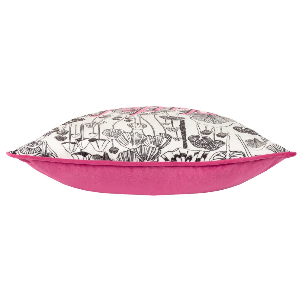 Fuchsia - Side - Furn Shiitake Happens Velvet Piped Cushion Cover