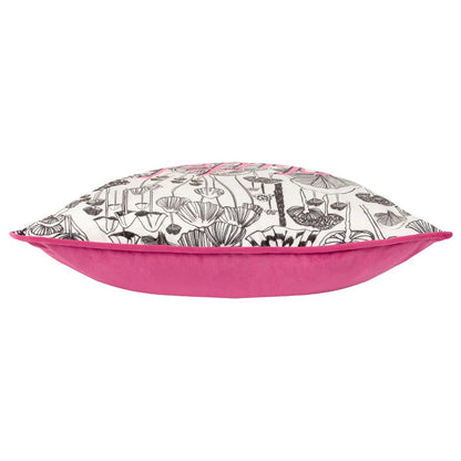 Fuchsia - Side - Furn Shiitake Happens Velvet Piped Cushion Cover