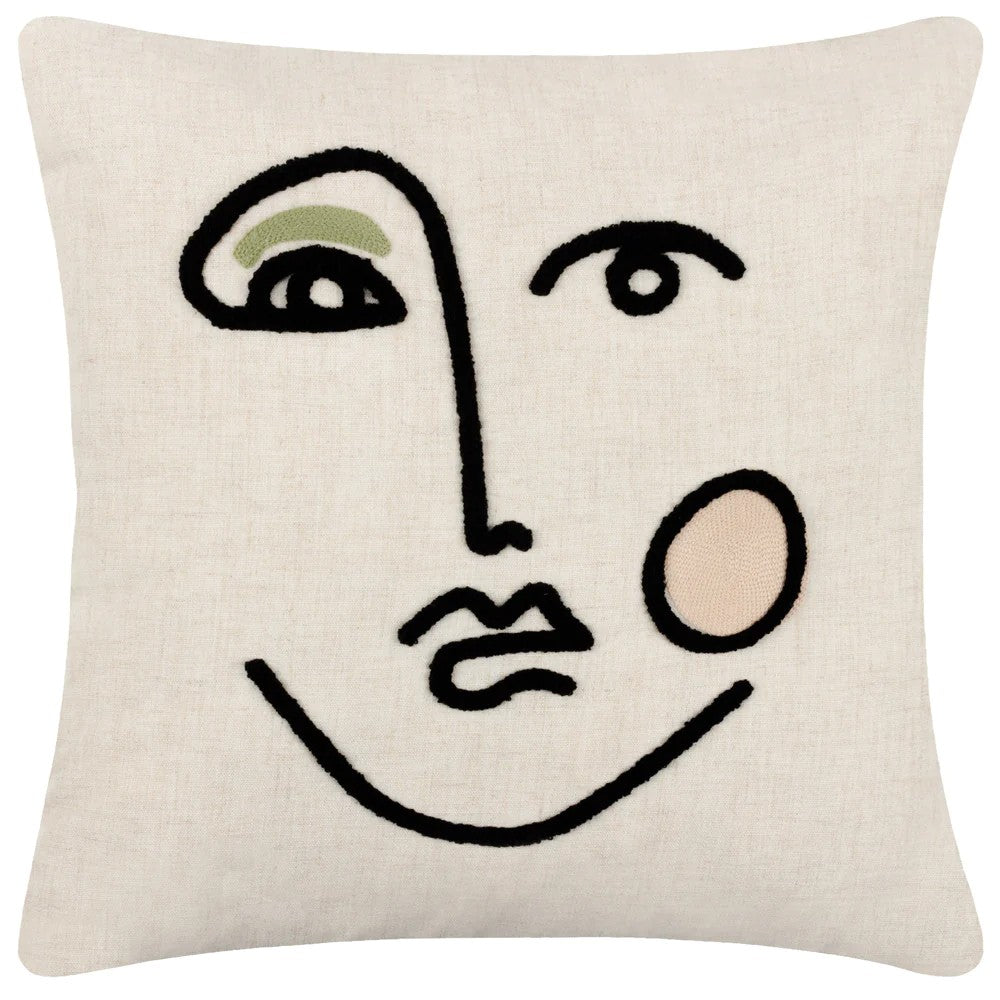 Pink-Green - Front - Furn Cleo Embroidered Woven Linear Cushion Cover