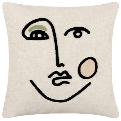 Pink-Green - Front - Furn Cleo Embroidered Woven Linear Cushion Cover