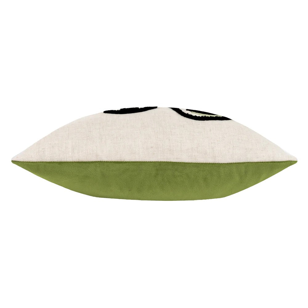 Pink-Green - Side - Furn Cleo Embroidered Woven Linear Cushion Cover
