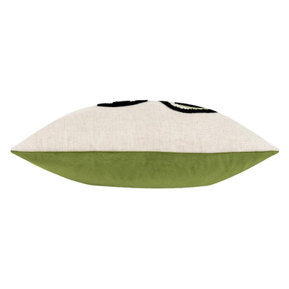 Pink-Green - Side - Furn Cleo Embroidered Woven Linear Cushion Cover