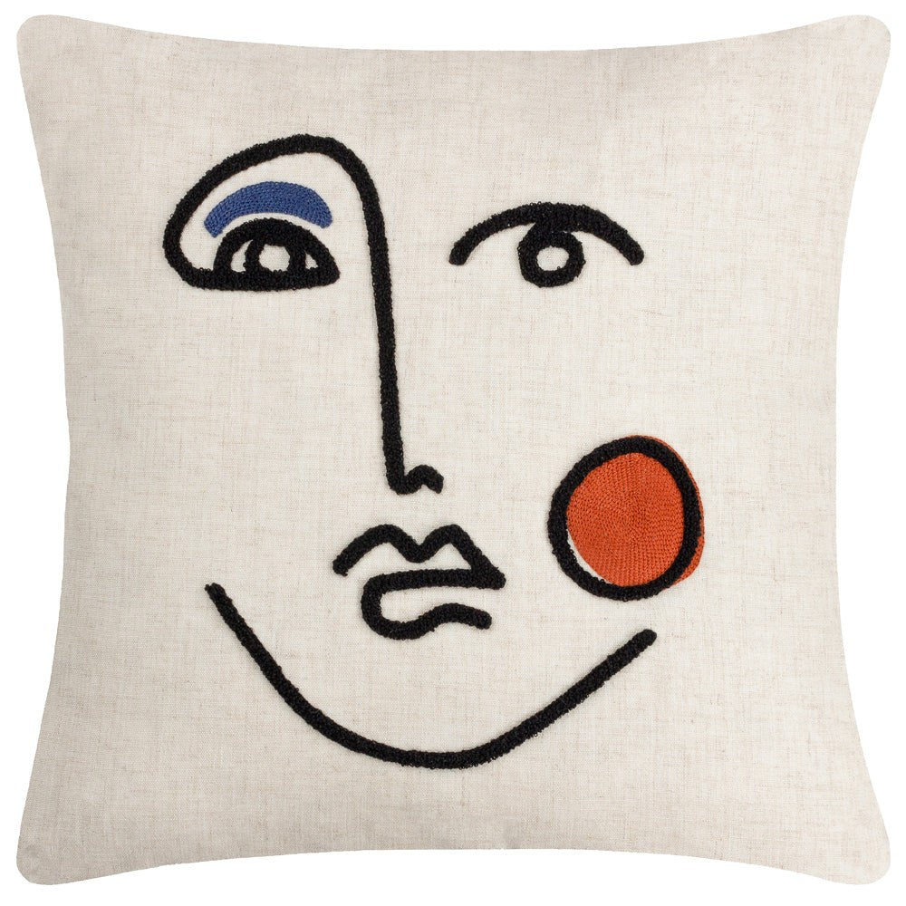 Ginger-Navy - Front - Furn Cleo Embroidered Woven Linear Cushion Cover
