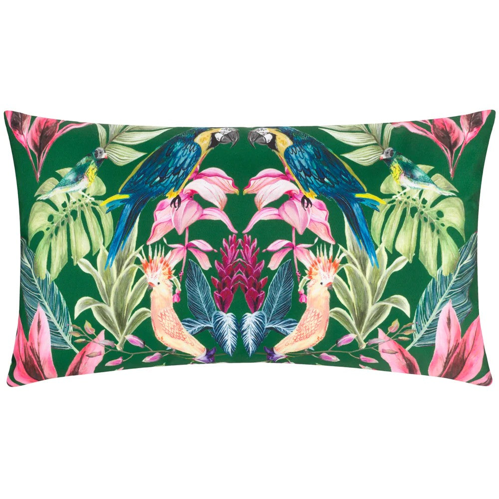 Dark Green - Front - Wylder Kali Birds Outdoor Cushion Cover