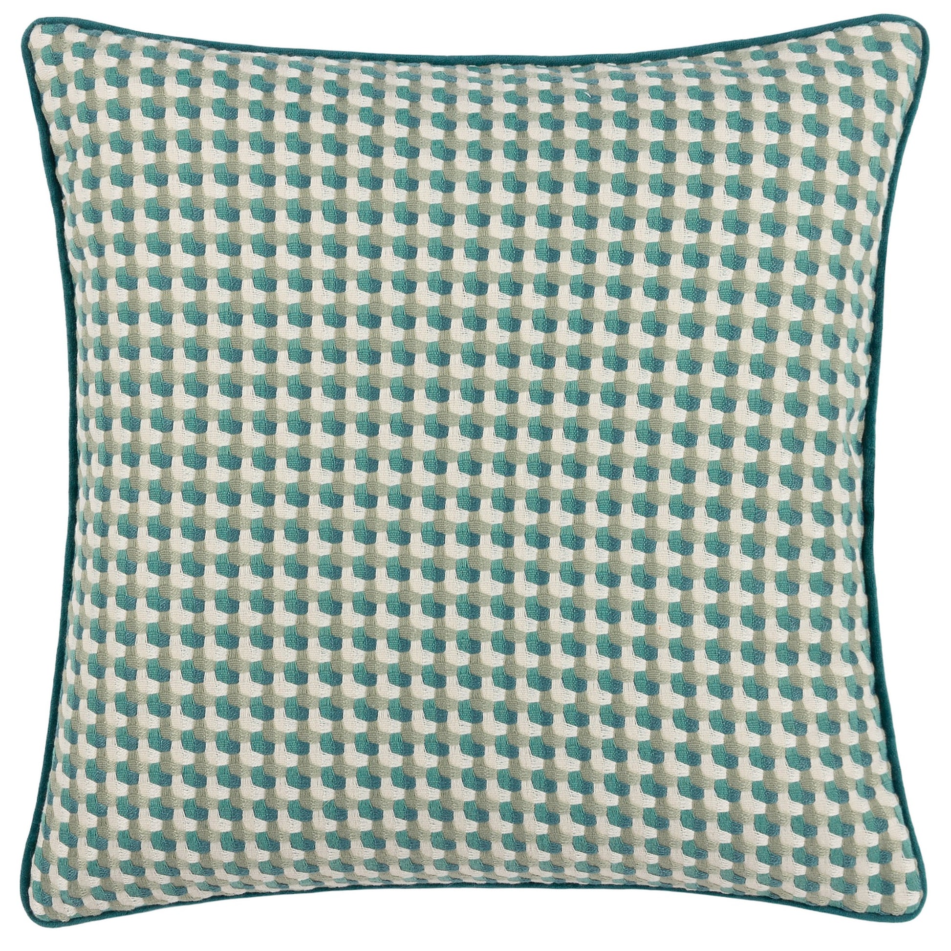 Teal - Front - Furn Marttel Jacquard Geometric Cushion Cover