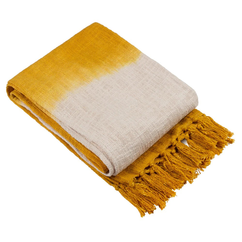 Ochre - Front - Furn Mizu Dip Dye Tassel Throw