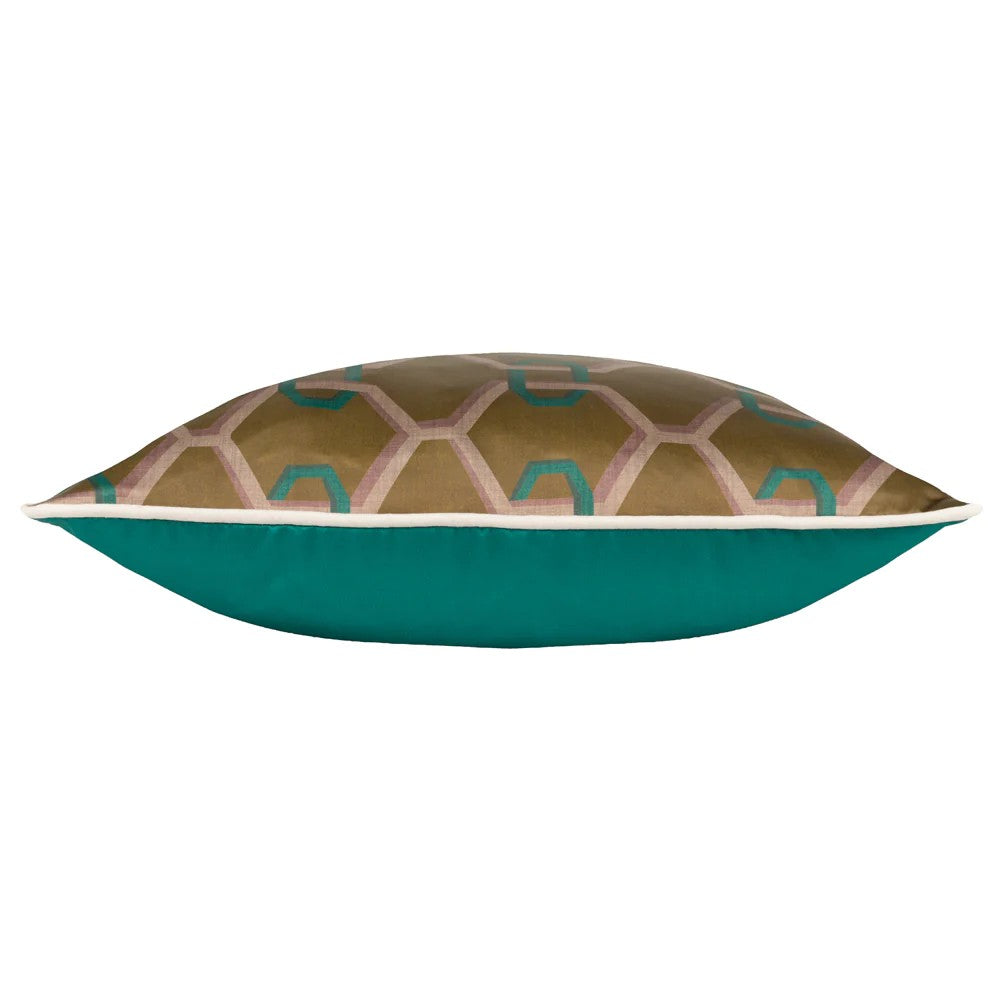 Bronze - Side - Paoletti Carnaby Satin Chain Geometric Cushion Cover