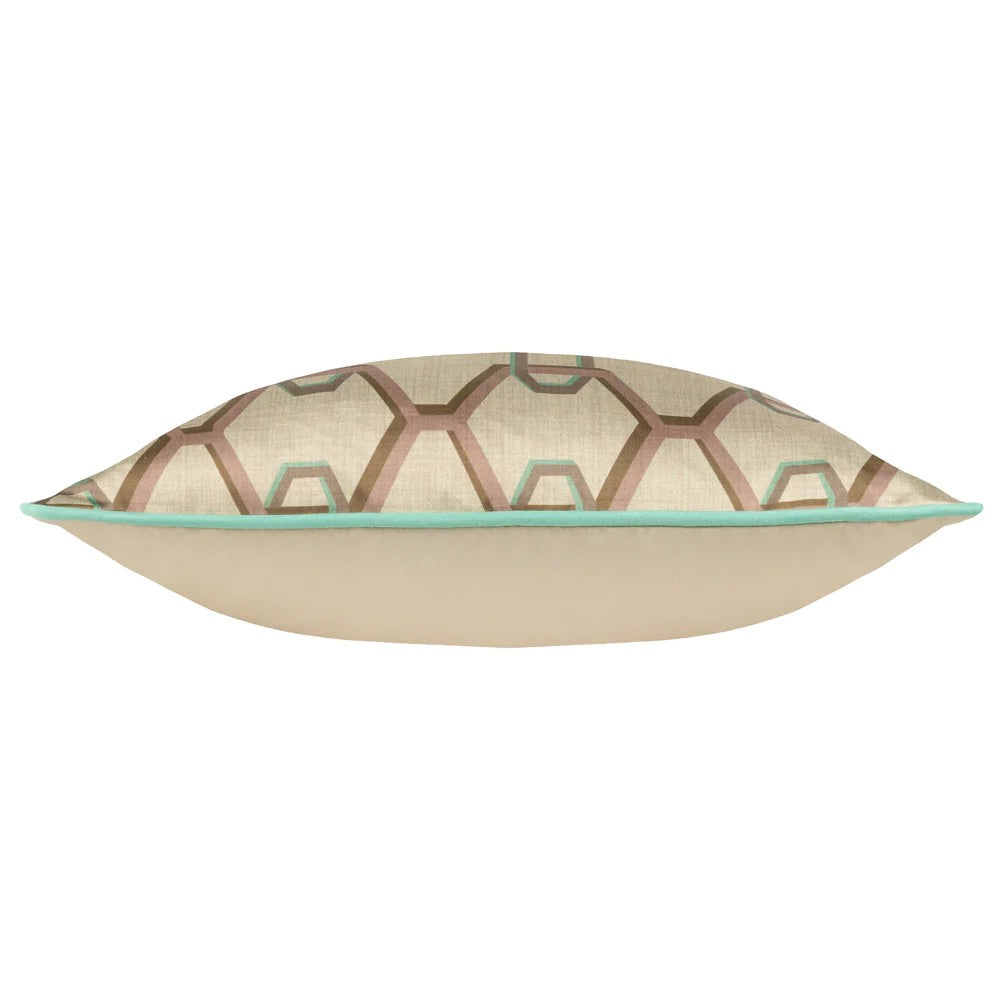 Ivory - Side - Paoletti Carnaby Satin Chain Geometric Cushion Cover