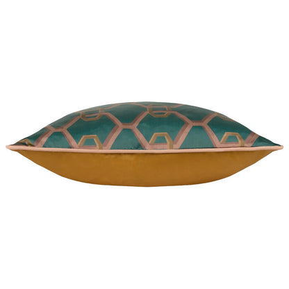 Teal - Side - Paoletti Carnaby Satin Chain Geometric Cushion Cover