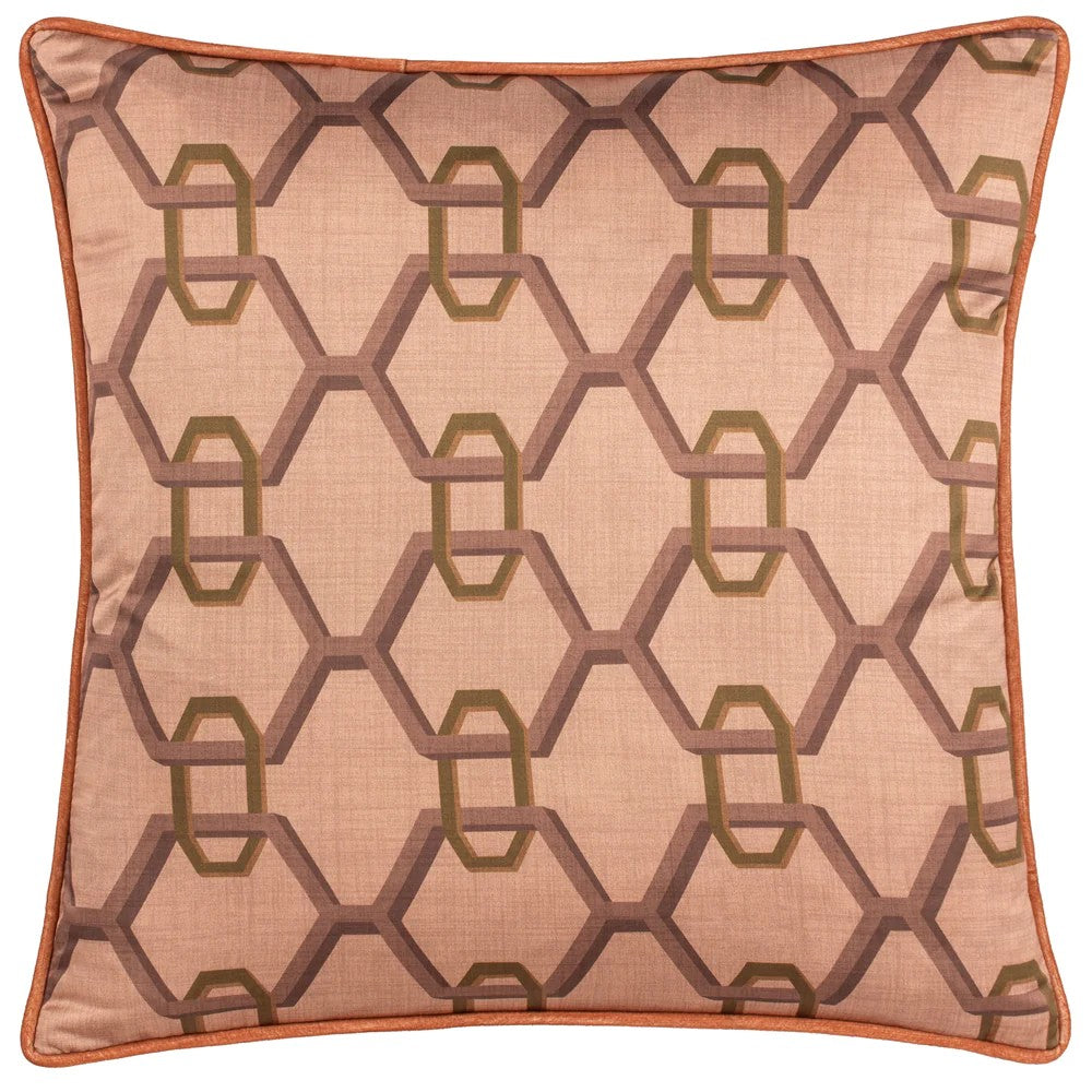 Pink - Front - Paoletti Carnaby Satin Chain Geometric Cushion Cover