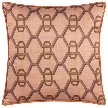 Pink - Front - Paoletti Carnaby Satin Chain Geometric Cushion Cover