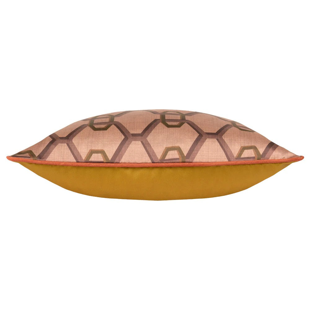 Pink - Side - Paoletti Carnaby Satin Chain Geometric Cushion Cover