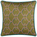 Olive - Front - Paoletti Carnaby Satin Chain Geometric Cushion Cover