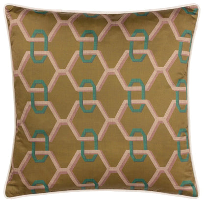 Bronze - Front - Paoletti Carnaby Satin Chain Geometric Cushion Cover