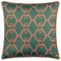 Teal - Front - Paoletti Carnaby Satin Chain Geometric Cushion Cover