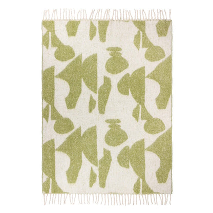 Olive - Back - Hoem Meta Jacquard Tassel Throw