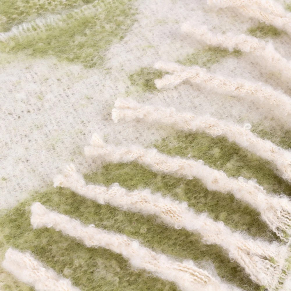 Olive - Side - Hoem Meta Jacquard Tassel Throw