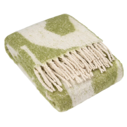 Olive - Front - Hoem Meta Jacquard Tassel Throw