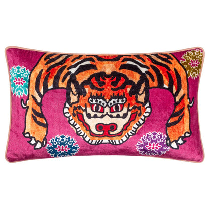 Pink - Front - Furn Year Of The Tiger Velvet Cushion Cover