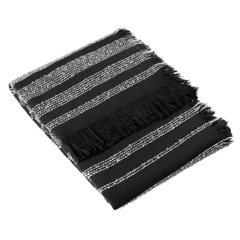 Noir - Front - Hoem Jour Woven Linear Fringed Throw