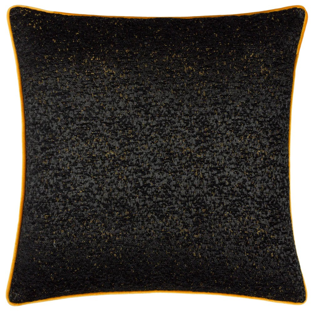 Black - Front - Paoletti Chenille Piped Cushion Cover