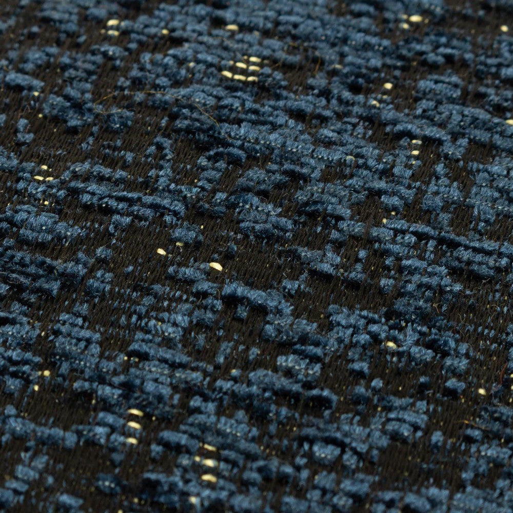 Navy - Side - Paoletti Chenille Piped Cushion Cover