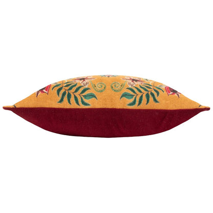 Ochre-Claret - Side - Wylder Holland Park Duo Peacock Rectangular Cushion Cover