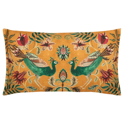 Ochre-Claret - Front - Wylder Holland Park Duo Peacock Rectangular Cushion Cover