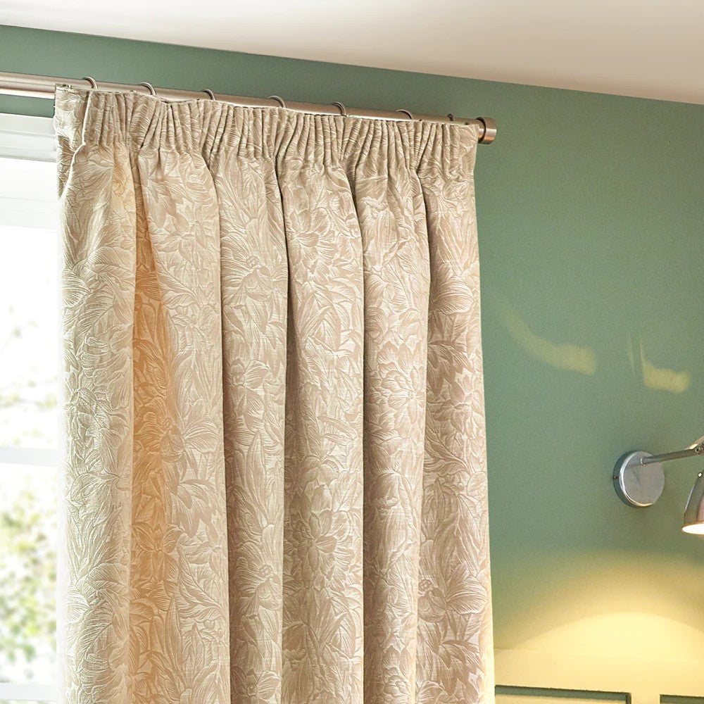 Natural - Back - Wylder Nature Grantley Jacquard Pencil Pleat Curtains