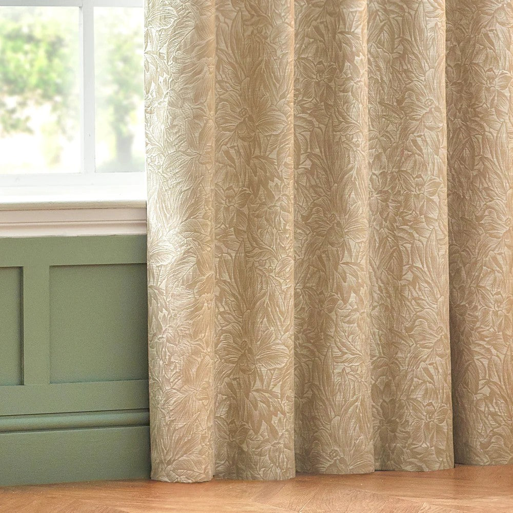 Natural - Side - Wylder Nature Grantley Jacquard Pencil Pleat Curtains