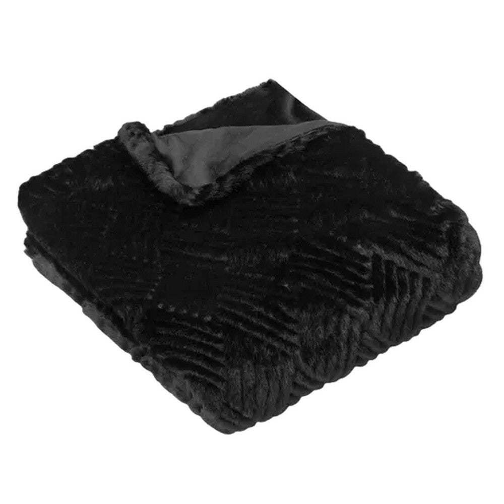 Jet Black - Front - Paoletti Sonnet Faux Fur Cut Throw