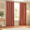 Brick - Front - Wylder Nature Grantley Jacquard Eyelet Curtains