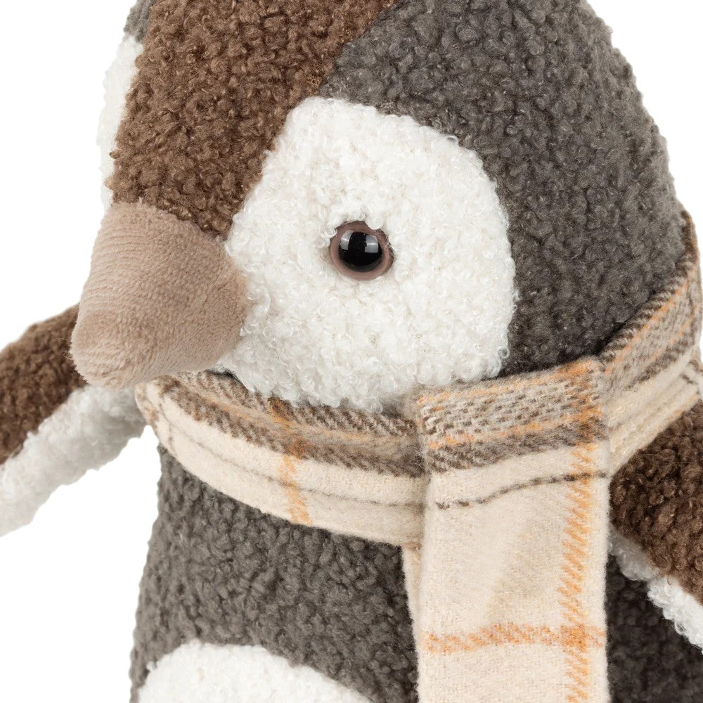Warm Grey - Side - Paoletti Bouclé Penguin Doorstop
