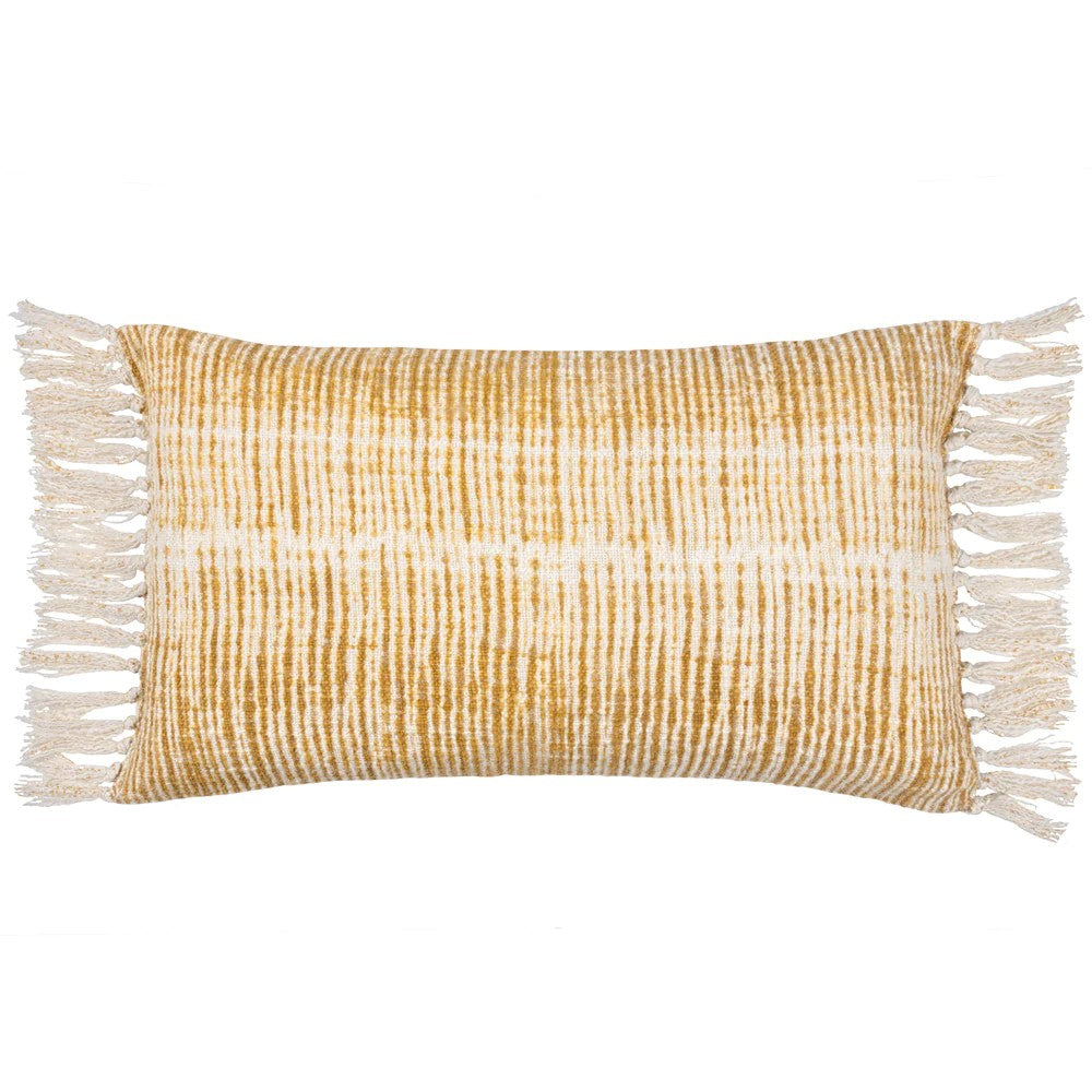 Cumin - Front - Yard Sono Ink Fringed Abstract Cushion Cover