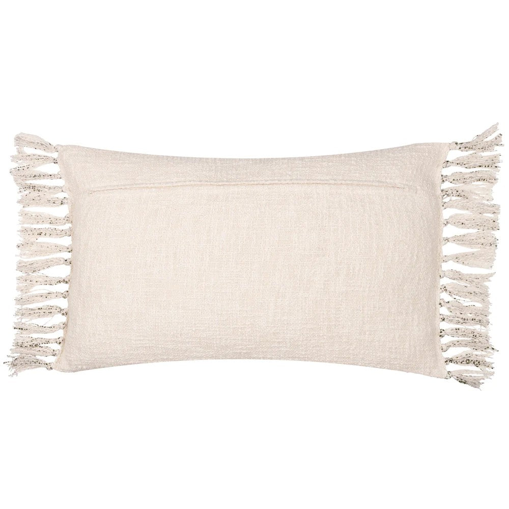 Black - Back - Yard Sono Ink Fringed Abstract Cushion Cover