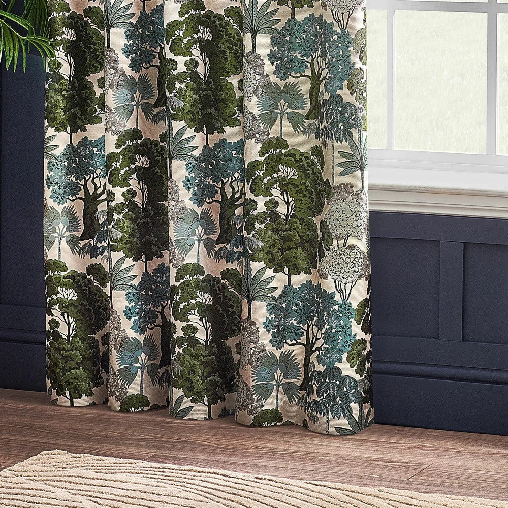 Green - Lifestyle - Wylder Woodlands Jacquard Floral Eyelet Curtains