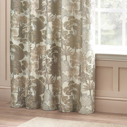 Natural - Back - Wylder Woodlands Jacquard Floral Eyelet Curtains