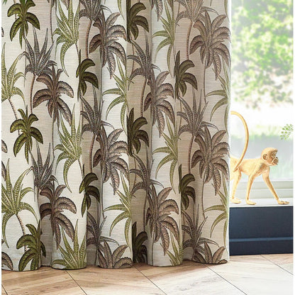 Green - Side - Wylder Galapagos Jacquard Eyelet Curtains