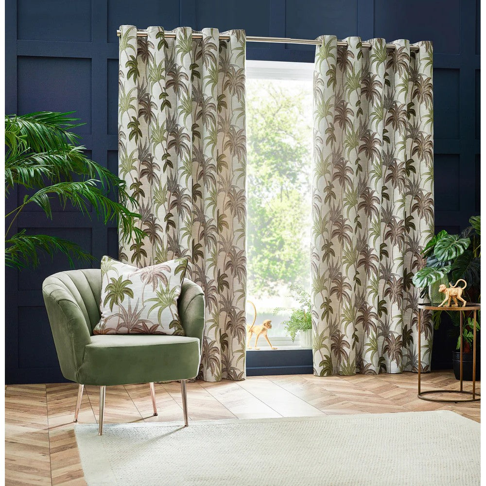 Green - Pack Shot - Wylder Galapagos Jacquard Eyelet Curtains