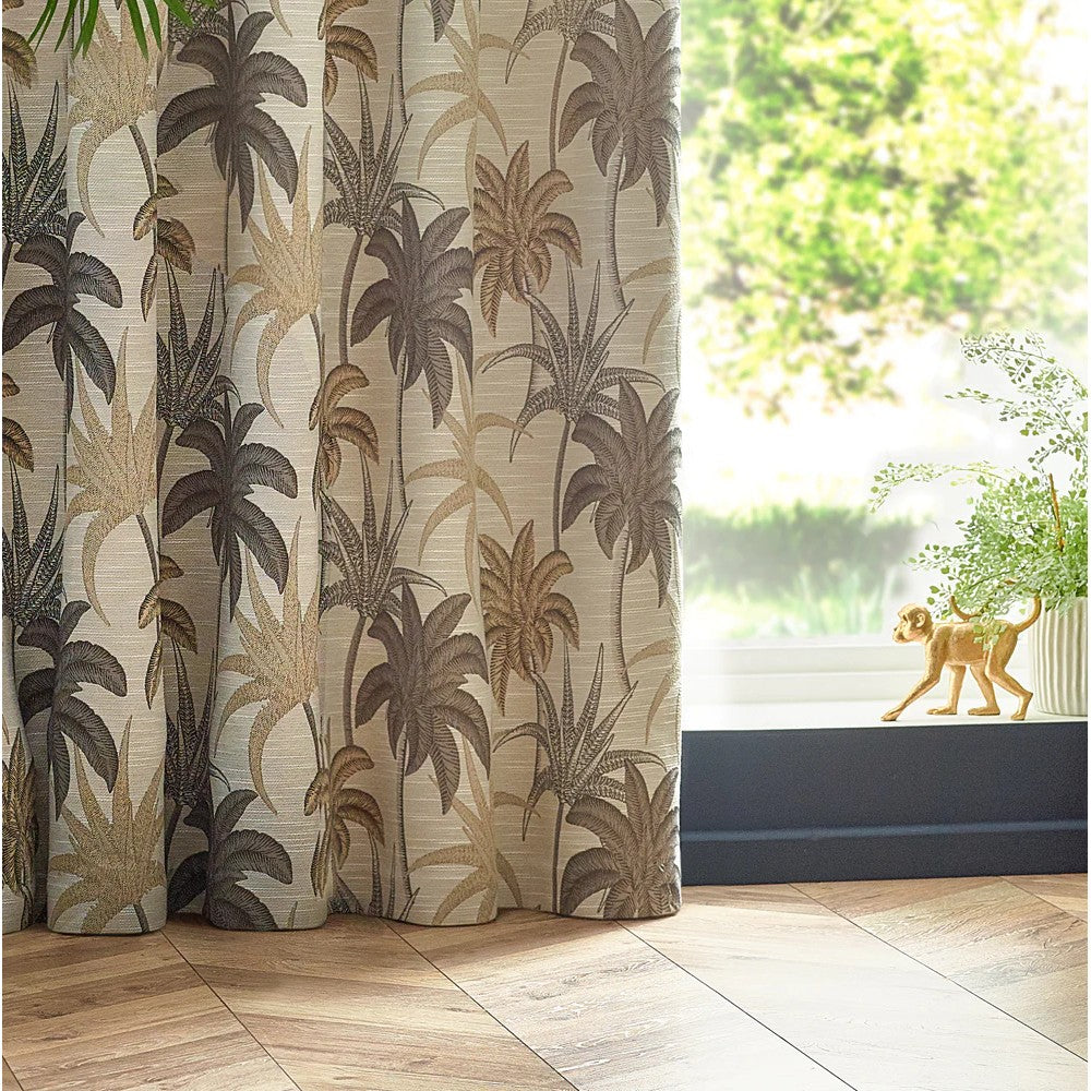 Natural - Back - Wylder Galapagos Jacquard Eyelet Curtains