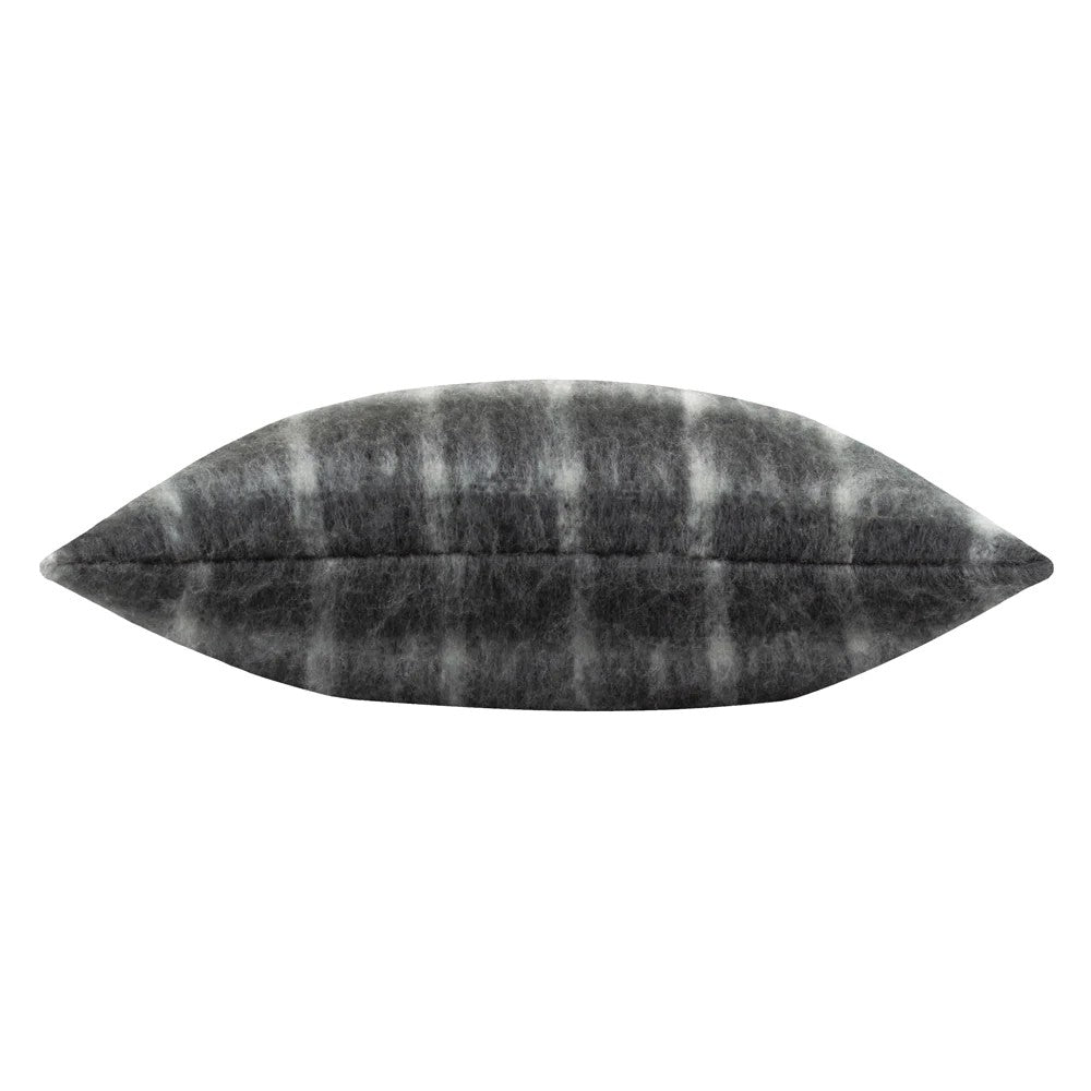 Storm Grey - Back - Yard Yarrow Faux Mohair Checked Cushion Cover