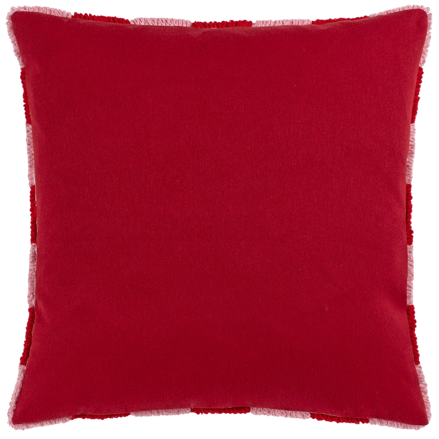 Red - Back - Yard Yarrow Faux Mohair Checked Cushion Cover
