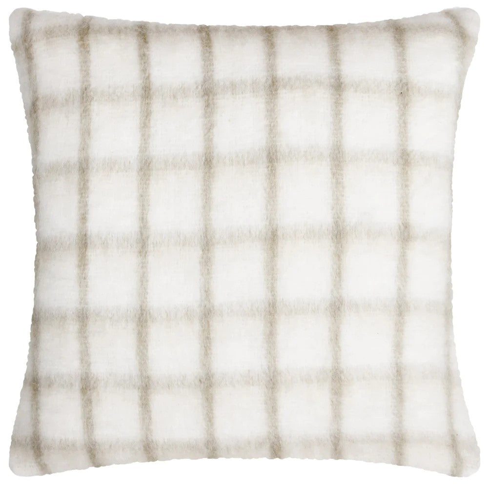 Natural-Biscuit - Front - Yard Yarrow Faux Mohair Checked Cushion Cover