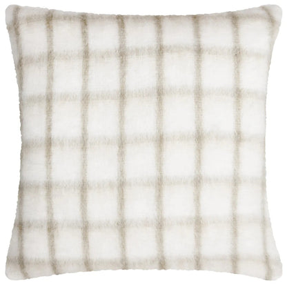 Natural-Biscuit - Front - Yard Yarrow Faux Mohair Checked Cushion Cover