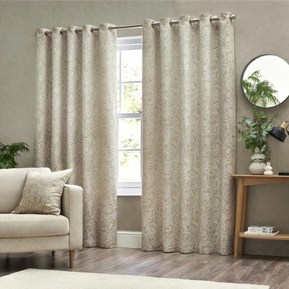 Natural - Pack Shot - Wylder Bali Jacquard Botanical Eyelet Curtains