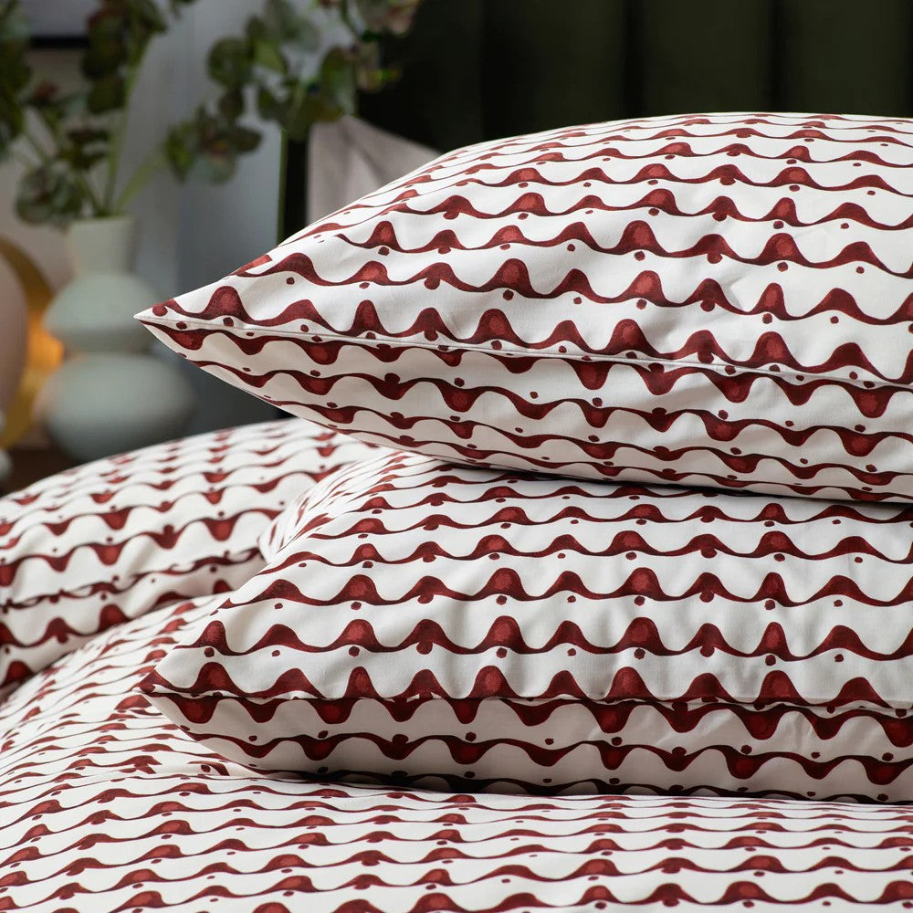 Chestnut Red - Back - Hoem Avery Cotton Blend Abstract Duvet Cover Set